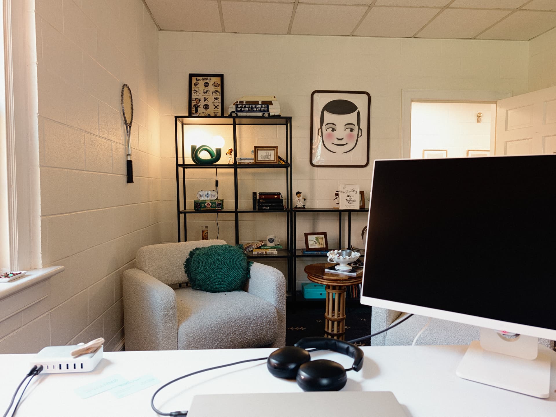 Stephen Poore's warmly lit office and writing space